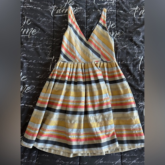 J.Crew Gold Orange Denim Metallic Stripe Dress - Picture 6 of 9